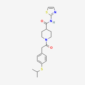 1-{2-[4-(propan-2-ylsulfanyl)phenyl]acetyl}-N-(1,3-thiazol-2-yl)piperidine-4-carboxamide