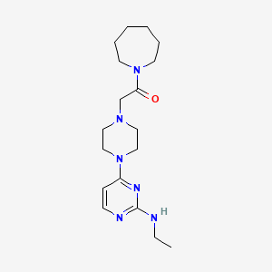 molecular formula C18H30N6O B6445526 1-(azepan-1-yl)-2-{4-[2-(ethylamino)pyrimidin-4-yl]piperazin-1-yl}ethan-1-one CAS No. 2640958-21-8
