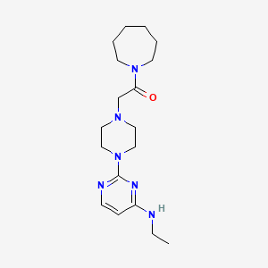 molecular formula C18H30N6O B6445527 1-(azepan-1-yl)-2-{4-[4-(ethylamino)pyrimidin-2-yl]piperazin-1-yl}ethan-1-one CAS No. 2640974-31-6