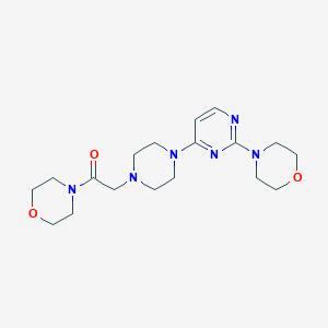 molecular formula C18H28N6O3 B6445623 1-(morpholin-4-yl)-2-{4-[2-(morpholin-4-yl)pyrimidin-4-yl]piperazin-1-yl}ethan-1-one CAS No. 2640968-22-3