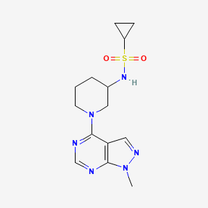 molecular formula C14H20N6O2S B6445629 N-(1-{1-methyl-1H-pyrazolo[3,4-d]pyrimidin-4-yl}piperidin-3-yl)cyclopropanesulfonamide CAS No. 2549019-54-5
