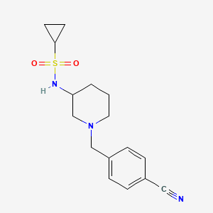 molecular formula C16H21N3O2S B6445637 N-{1-[(4-cyanophenyl)methyl]piperidin-3-yl}cyclopropanesulfonamide CAS No. 2548990-83-4
