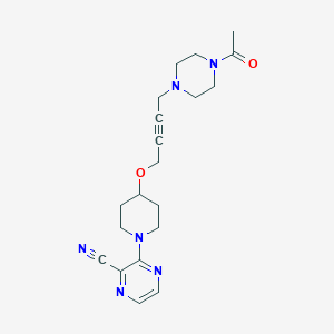 molecular formula C20H26N6O2 B6445650 3-(4-{[4-(4-acetylpiperazin-1-yl)but-2-yn-1-yl]oxy}piperidin-1-yl)pyrazine-2-carbonitrile CAS No. 2640845-79-8