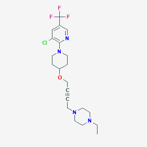 molecular formula C21H28ClF3N4O B6445729 1-[4-({1-[3-chloro-5-(trifluoromethyl)pyridin-2-yl]piperidin-4-yl}oxy)but-2-yn-1-yl]-4-ethylpiperazine CAS No. 2548991-92-8