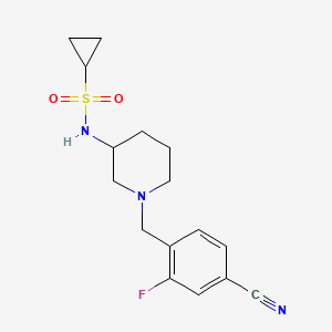 molecular formula C16H20FN3O2S B6445749 N-{1-[(4-cyano-2-fluorophenyl)methyl]piperidin-3-yl}cyclopropanesulfonamide CAS No. 2549031-65-2