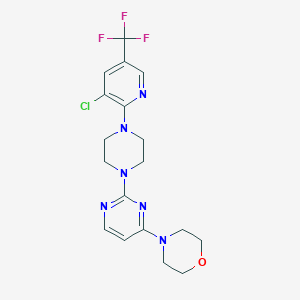 molecular formula C18H20ClF3N6O B6445801 4-(2-{4-[3-chloro-5-(trifluoromethyl)pyridin-2-yl]piperazin-1-yl}pyrimidin-4-yl)morpholine CAS No. 2640866-13-1