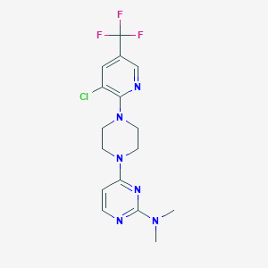 molecular formula C16H18ClF3N6 B6445821 4-{4-[3-chloro-5-(trifluoromethyl)pyridin-2-yl]piperazin-1-yl}-N,N-dimethylpyrimidin-2-amine CAS No. 2640965-01-9