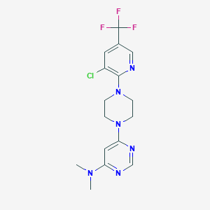 molecular formula C16H18ClF3N6 B6445826 6-{4-[3-chloro-5-(trifluoromethyl)pyridin-2-yl]piperazin-1-yl}-N,N-dimethylpyrimidin-4-amine CAS No. 2640965-14-4