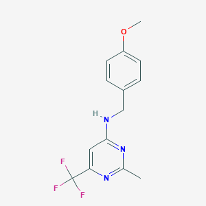 N-[(4-methoxyphenyl)methyl]-2-methyl-6-(trifluoromethyl)pyrimidin-4-amine