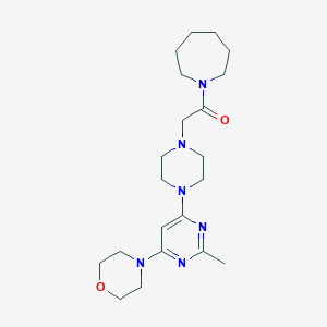 molecular formula C21H34N6O2 B6445863 1-(azepan-1-yl)-2-{4-[2-methyl-6-(morpholin-4-yl)pyrimidin-4-yl]piperazin-1-yl}ethan-1-one CAS No. 2640885-86-3