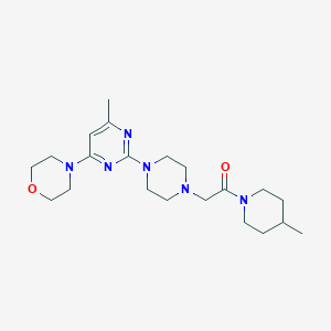 molecular formula C21H34N6O2 B6445882 2-{4-[4-methyl-6-(morpholin-4-yl)pyrimidin-2-yl]piperazin-1-yl}-1-(4-methylpiperidin-1-yl)ethan-1-one CAS No. 2640861-69-2