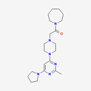 molecular formula C21H34N6O B6445891 1-(azepan-1-yl)-2-{4-[2-methyl-6-(pyrrolidin-1-yl)pyrimidin-4-yl]piperazin-1-yl}ethan-1-one CAS No. 2640977-51-9