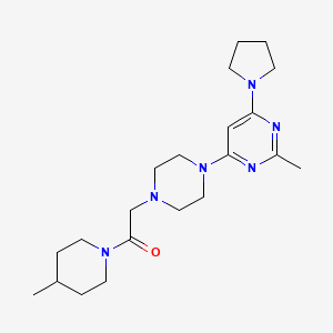 molecular formula C21H34N6O B6445902 2-{4-[2-methyl-6-(pyrrolidin-1-yl)pyrimidin-4-yl]piperazin-1-yl}-1-(4-methylpiperidin-1-yl)ethan-1-one CAS No. 2640961-05-1