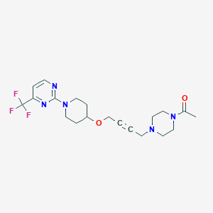 molecular formula C20H26F3N5O2 B6445920 1-{4-[4-({1-[4-(trifluoromethyl)pyrimidin-2-yl]piperidin-4-yl}oxy)but-2-yn-1-yl]piperazin-1-yl}ethan-1-one CAS No. 2640969-60-2