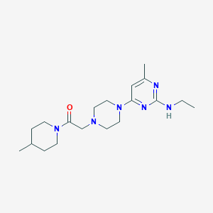 molecular formula C19H32N6O B6445957 2-{4-[2-(ethylamino)-6-methylpyrimidin-4-yl]piperazin-1-yl}-1-(4-methylpiperidin-1-yl)ethan-1-one CAS No. 2640978-48-7