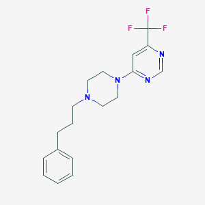 molecular formula C18H21F3N4 B6445966 4-[4-(3-phenylpropyl)piperazin-1-yl]-6-(trifluoromethyl)pyrimidine CAS No. 2640978-61-4