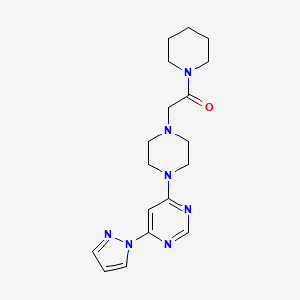 molecular formula C18H25N7O B6446023 1-(piperidin-1-yl)-2-{4-[6-(1H-pyrazol-1-yl)pyrimidin-4-yl]piperazin-1-yl}ethan-1-one CAS No. 2640979-15-1