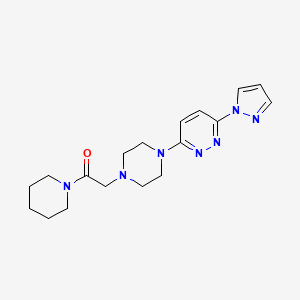 molecular formula C18H25N7O B6446040 1-(piperidin-1-yl)-2-{4-[6-(1H-pyrazol-1-yl)pyridazin-3-yl]piperazin-1-yl}ethan-1-one CAS No. 2640956-46-1