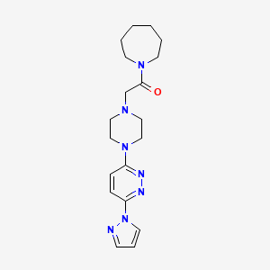 molecular formula C19H27N7O B6446185 1-(azepan-1-yl)-2-{4-[6-(1H-pyrazol-1-yl)pyridazin-3-yl]piperazin-1-yl}ethan-1-one CAS No. 2640843-82-7