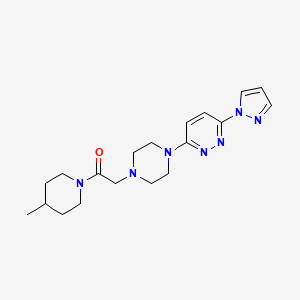 molecular formula C19H27N7O B6446201 1-(4-methylpiperidin-1-yl)-2-{4-[6-(1H-pyrazol-1-yl)pyridazin-3-yl]piperazin-1-yl}ethan-1-one CAS No. 2640873-96-5