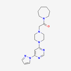 molecular formula C19H27N7O B6446246 1-(azepan-1-yl)-2-{4-[6-(1H-pyrazol-1-yl)pyrimidin-4-yl]piperazin-1-yl}ethan-1-one CAS No. 2640954-89-6