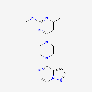 molecular formula C17H22N8 B6446324 N,N,4-trimethyl-6-(4-{pyrazolo[1,5-a]pyrazin-4-yl}piperazin-1-yl)pyrimidin-2-amine CAS No. 2640979-50-4