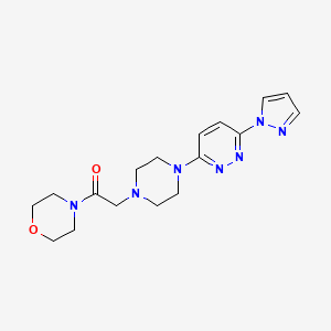 molecular formula C17H23N7O2 B6446344 1-(morpholin-4-yl)-2-{4-[6-(1H-pyrazol-1-yl)pyridazin-3-yl]piperazin-1-yl}ethan-1-one CAS No. 2640866-25-5