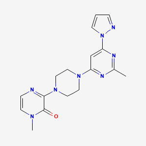 molecular formula C17H20N8O B6446392 1-methyl-3-{4-[2-methyl-6-(1H-pyrazol-1-yl)pyrimidin-4-yl]piperazin-1-yl}-1,2-dihydropyrazin-2-one CAS No. 2640899-47-2