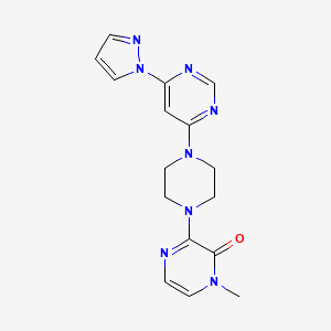 molecular formula C16H18N8O B6446422 1-methyl-3-{4-[6-(1H-pyrazol-1-yl)pyrimidin-4-yl]piperazin-1-yl}-1,2-dihydropyrazin-2-one CAS No. 2640884-76-8