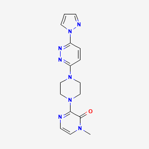 molecular formula C16H18N8O B6446434 1-methyl-3-{4-[6-(1H-pyrazol-1-yl)pyridazin-3-yl]piperazin-1-yl}-1,2-dihydropyrazin-2-one CAS No. 2640969-03-3