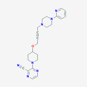 molecular formula C23H27N7O B6446453 3-[4-({4-[4-(pyridin-2-yl)piperazin-1-yl]but-2-yn-1-yl}oxy)piperidin-1-yl]pyrazine-2-carbonitrile CAS No. 2549002-58-4