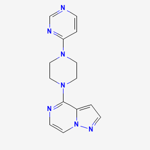 molecular formula C14H15N7 B6446475 4-(4-{pyrazolo[1,5-a]pyrazin-4-yl}piperazin-1-yl)pyrimidine CAS No. 2640885-12-5