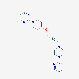 molecular formula C24H32N6O B6446484 4,6-dimethyl-2-[4-({4-[4-(pyridin-2-yl)piperazin-1-yl]but-2-yn-1-yl}oxy)piperidin-1-yl]pyrimidine CAS No. 2640966-06-7
