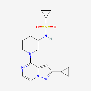 molecular formula C17H23N5O2S B6446489 N-(1-{2-cyclopropylpyrazolo[1,5-a]pyrazin-4-yl}piperidin-3-yl)cyclopropanesulfonamide CAS No. 2640966-56-7