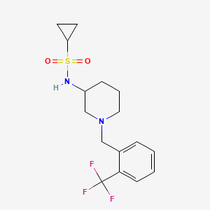 molecular formula C16H21F3N2O2S B6446490 N-(1-{[2-(trifluoromethyl)phenyl]methyl}piperidin-3-yl)cyclopropanesulfonamide CAS No. 2548997-44-8