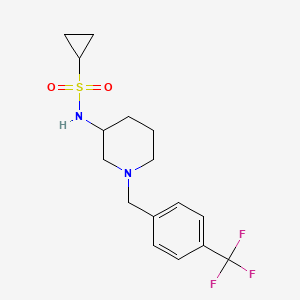 molecular formula C16H21F3N2O2S B6446496 N-(1-{[4-(trifluoromethyl)phenyl]methyl}piperidin-3-yl)cyclopropanesulfonamide CAS No. 2548987-55-7