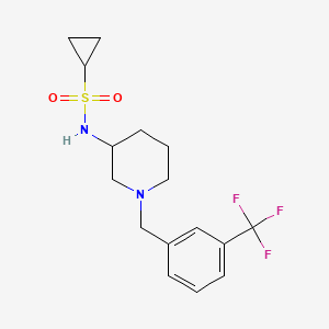 molecular formula C16H21F3N2O2S B6446498 N-(1-{[3-(trifluoromethyl)phenyl]methyl}piperidin-3-yl)cyclopropanesulfonamide CAS No. 2640954-14-7