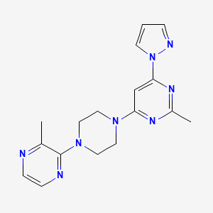 molecular formula C17H20N8 B6446528 2-methyl-4-[4-(3-methylpyrazin-2-yl)piperazin-1-yl]-6-(1H-pyrazol-1-yl)pyrimidine CAS No. 2549066-12-6
