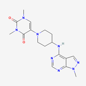 molecular formula C17H22N8O2 B6446533 1,3-dimethyl-5-[4-({1-methyl-1H-pyrazolo[3,4-d]pyrimidin-4-yl}amino)piperidin-1-yl]-1,2,3,4-tetrahydropyrimidine-2,4-dione CAS No. 2640893-24-7