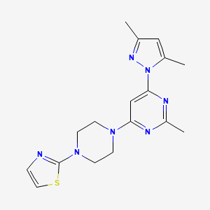 molecular formula C17H21N7S B6446573 4-(3,5-dimethyl-1H-pyrazol-1-yl)-2-methyl-6-[4-(1,3-thiazol-2-yl)piperazin-1-yl]pyrimidine CAS No. 2549014-10-8