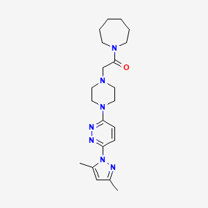 molecular formula C21H31N7O B6446575 1-(azepan-1-yl)-2-{4-[6-(3,5-dimethyl-1H-pyrazol-1-yl)pyridazin-3-yl]piperazin-1-yl}ethan-1-one CAS No. 2640962-16-7