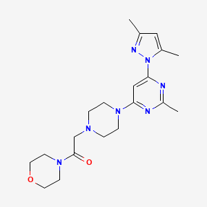 molecular formula C20H29N7O2 B6446608 2-{4-[6-(3,5-dimethyl-1H-pyrazol-1-yl)-2-methylpyrimidin-4-yl]piperazin-1-yl}-1-(morpholin-4-yl)ethan-1-one CAS No. 2640834-77-9