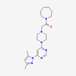 molecular formula C21H31N7O B6446615 1-(azepan-1-yl)-2-{4-[6-(3,5-dimethyl-1H-pyrazol-1-yl)pyrimidin-4-yl]piperazin-1-yl}ethan-1-one CAS No. 2640819-37-8