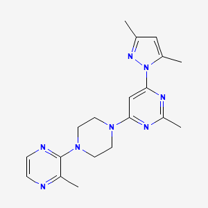 molecular formula C19H24N8 B6446618 4-(3,5-dimethyl-1H-pyrazol-1-yl)-2-methyl-6-[4-(3-methylpyrazin-2-yl)piperazin-1-yl]pyrimidine CAS No. 2549010-22-0