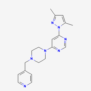 molecular formula C19H23N7 B6446636 4-(3,5-dimethyl-1H-pyrazol-1-yl)-6-{4-[(pyridin-4-yl)methyl]piperazin-1-yl}pyrimidine CAS No. 2549036-36-2