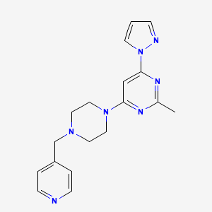 molecular formula C18H21N7 B6446655 2-methyl-4-(1H-pyrazol-1-yl)-6-{4-[(pyridin-4-yl)methyl]piperazin-1-yl}pyrimidine CAS No. 2549044-69-9