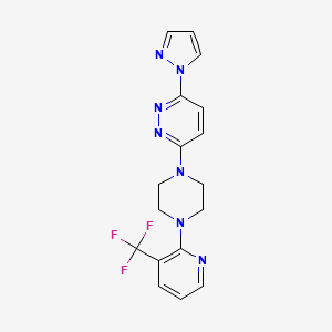 molecular formula C17H16F3N7 B6446675 3-(1H-pyrazol-1-yl)-6-{4-[3-(trifluoromethyl)pyridin-2-yl]piperazin-1-yl}pyridazine CAS No. 2549016-39-7