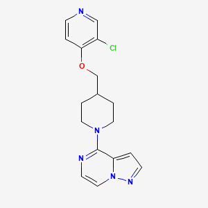 molecular formula C17H18ClN5O B6446683 3-chloro-4-[(1-{pyrazolo[1,5-a]pyrazin-4-yl}piperidin-4-yl)methoxy]pyridine CAS No. 2640863-11-0