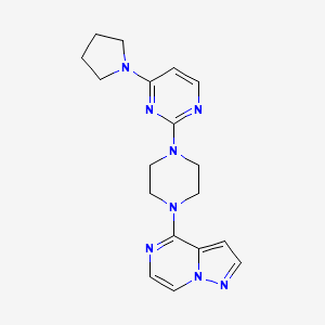 molecular formula C18H22N8 B6446688 2-(4-{pyrazolo[1,5-a]pyrazin-4-yl}piperazin-1-yl)-4-(pyrrolidin-1-yl)pyrimidine CAS No. 2640842-57-3