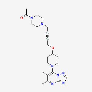 molecular formula C22H31N7O2 B6446692 1-(4-{4-[(1-{5,6-dimethyl-[1,2,4]triazolo[1,5-a]pyrimidin-7-yl}piperidin-4-yl)oxy]but-2-yn-1-yl}piperazin-1-yl)ethan-1-one CAS No. 2640822-40-6